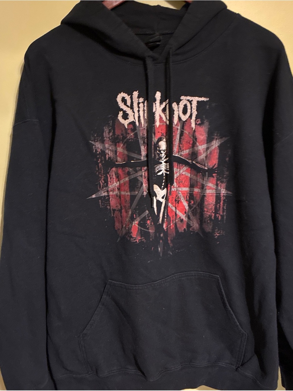 Gildan Black Crewneck Sweatshirt with Red and White Band Graphic
